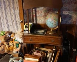 globe, frames, side tables