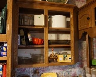 tins, dishes, small appliances, kitchen