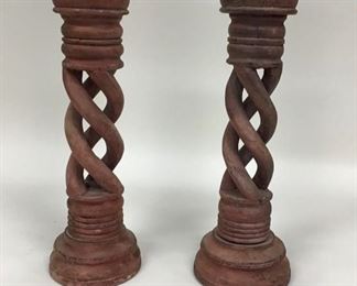 Pair of 20” Wooden Candle Sticks 