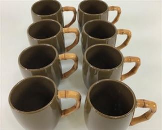 8 Bamboo Style Coffee Cups 
