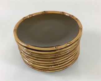 Set of 11 Bamboo Style Ceramic Plates 