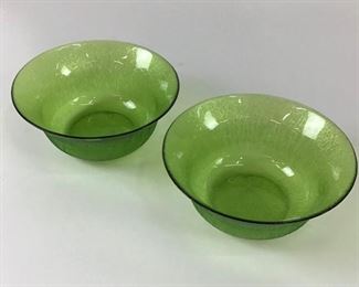 2 Big Green Serving Bowls 