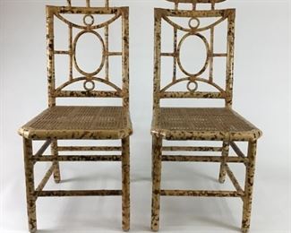 Pair of Bamboo Chinoiserie Dining Chairs 