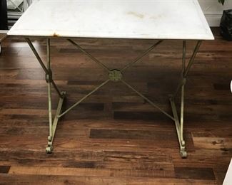 Pair of Metal Tables with Marble Top