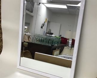 30”x 24” Mirror With White Textured Frame 