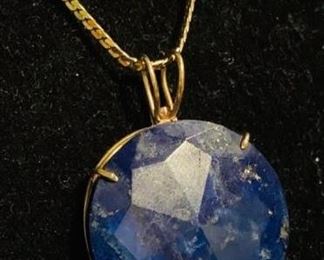 210 14k Gold  Lapis Pendant Necklace