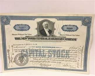 Lot 520
The New York central railroad company Blue stock certificate