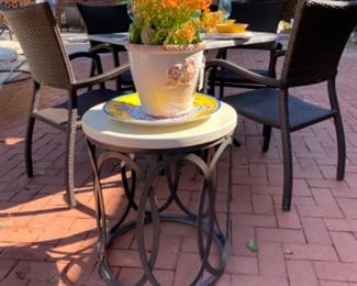 #2 Summer Classic Ella Round End Table Charcoal with Travertine Top    w20"x d20"x23" H $909 each  offered for $399each   2 available   314-494-7222  we take charge cards    appointment available