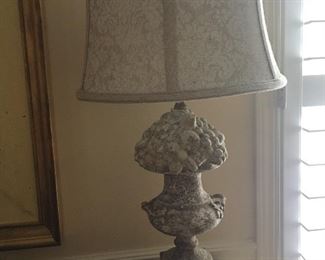 Pair of Lovely Borghese  Lamps with Lovely Linen Shades from Le Mache’
Height  25”