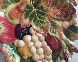 Set of (8) Fitz & Floyd Classics 
Autumn Plates with Artichokes, Grapes, Pears, Apples, Asparagus and Grapevine 