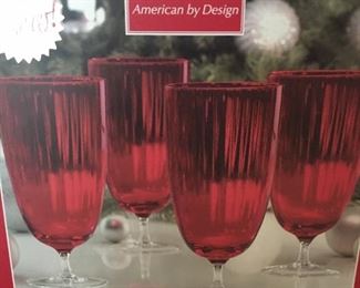 (2) Boxes of Lenox Holiday Optic All Purpose Beverage Glasses 