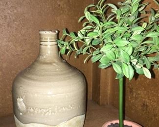 Beautiful Pottery Jar & 
     Small Topiary 