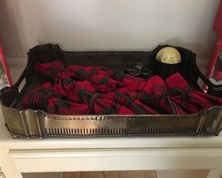 Very Large & Deep,  Beautiful Brass  Footed Serving Tray
      Size      28” x  17”
      Depth.       4”
      