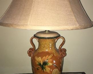 Beautiful Pottery Lamp with Linen Shade
