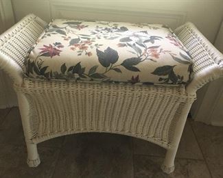 Beautiful Wicker Vanity Stool with Floral Cushion