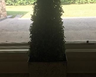 Sweet Cone Shaped Topiary with Pretty Metal Footed Planter 