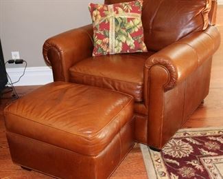 Leather Club Chair and Ottoman