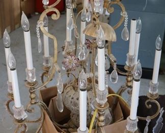 Crystal and Brass Chandelier