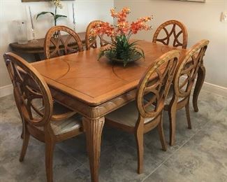 solid wood dining room table, 6 chairs, matching china cabinet