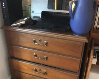 wood file cabinet, 2 drawer