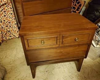 Dixie Mid Century Modern 5 Pc Bedroom Set - $1100 Mirror is not picturedAntique - 1964 Dixie Mid-Century Modern 5 pc Bedroom Set - Lowboy 9 Drawer Dresser with , Highboy Dresser, Nightstand, 2 -Twin headboards and frames (mirror in original packaging) - $1100