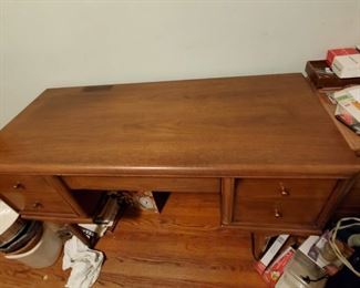 Antique - 1957 Kent Coffey Mid- Century Modern Desk with Original Chair - matches bedroom set Stain on top of desk and chair is wobbly and covering on chair is well worn - $800