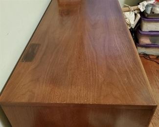 Antique - 1957 Kent Coffey Mid- Century Modern Desk with Original Chair - matches bedroom set Stain on top of desk and chair is wobbly and covering on chair is well worn - $800