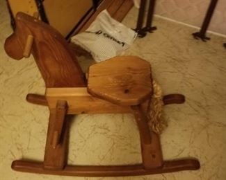 Solid Wood Childs Rocking Horse - $100