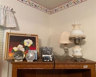 Tv stand - clocks - camera - lamp