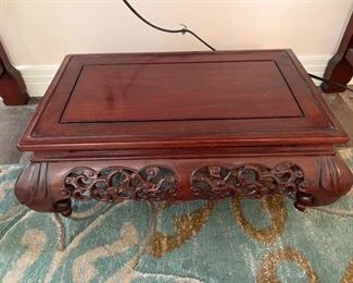 #6 - $90 Wood carved small table 19”Wx13”Dx7”H			
