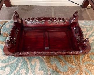 #6 - $90 Wood carved small table 19”Wx13”Dx7”H			
