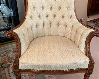 #21Pair Arm Chairs (gold upholstery) 38”H x 28”W  				$380
