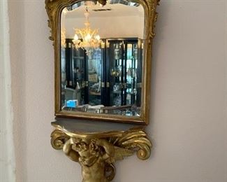 #19 French 19th century Mirror w/Cherub  32”H x 1’W  				$325
