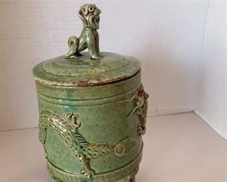 #47 Oriental Green Pottery Urn with Lid                 $150
