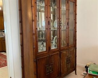 #67 Bamboo style china cabinet - some wear 78”H x 16”D x 52”W	$295
