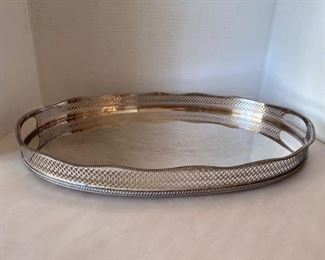 #93 English Gallery silver plated Neo classical tray  18” x 1”		$ 130
