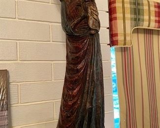 #100 Wood Carved Mary & Jesus bought in Germany in 1967’s  26”Hx7”  $125
