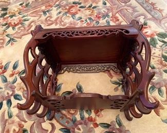 #121 Oriental small Carved Table  18”L x 13.5”W  x 12.5”H    	$150
