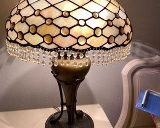 #134 Glass Lamp w/Beads   15.5W x 23”H    				$180
