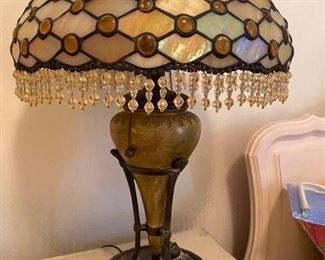 #134 Glass Lamp w/Beads   15.5W x 23”H    				$180
