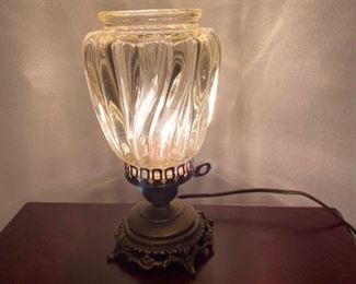 #146 - Small Torchiere glass Lamp  9.5”H  	$  50
