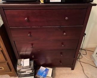 #150 Wood Dark Dresser  15”D x 33.5”W x 38”H  				$  90
