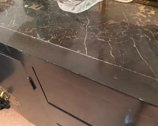 #165 - Black Dresser with marble top  78”L x 20”D x 39”H			$399
