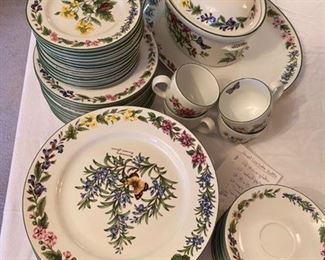 #185 - $295 Royal Worcester "Herbs" set - 50 pieces - 12 dinner plates - 12 B&B plate - 12 dessert or salad plates - 12 cups & saucers & 1 large serving oval platter and one large tureen. 