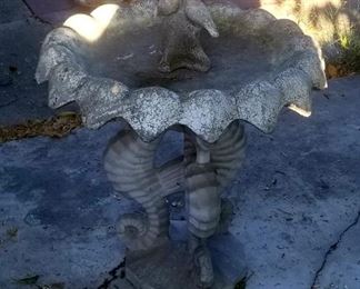 Large vintage seahorse bird bath