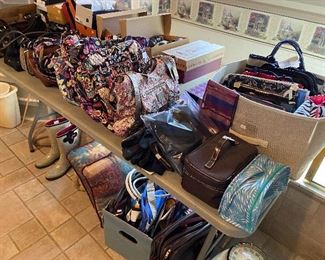 Vera Bradley purses, women's shoes, make-up cases and travel items.