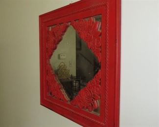 Red arts n crafts mirror