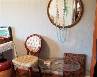 Parlor chair and brass table