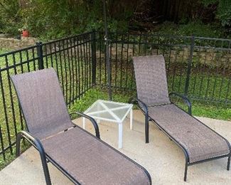 Outdoor Furniture, lounge chairs & umbrella 