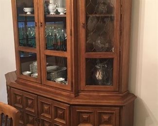Walnut China Cabinet, Dishes and glassware